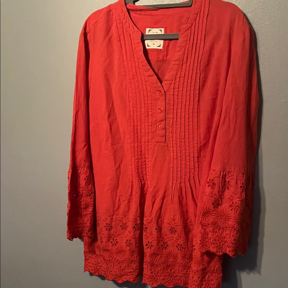 Style & Co.-Women's Coral Embroidered Top